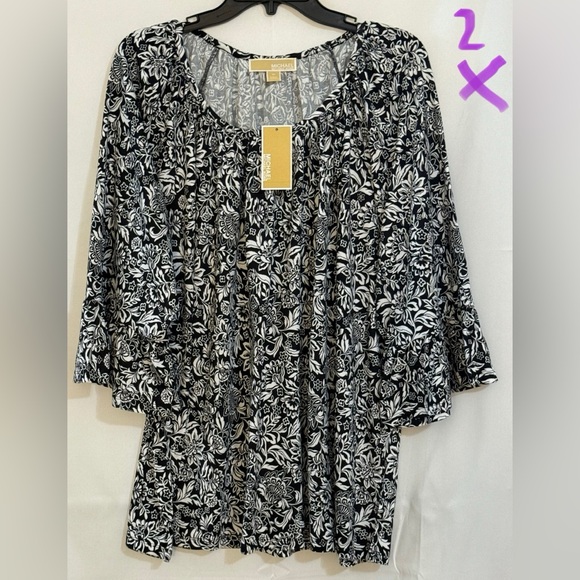 MICHAEL Michael Kors Black and White Floral Blouse - Picture 1 of 2